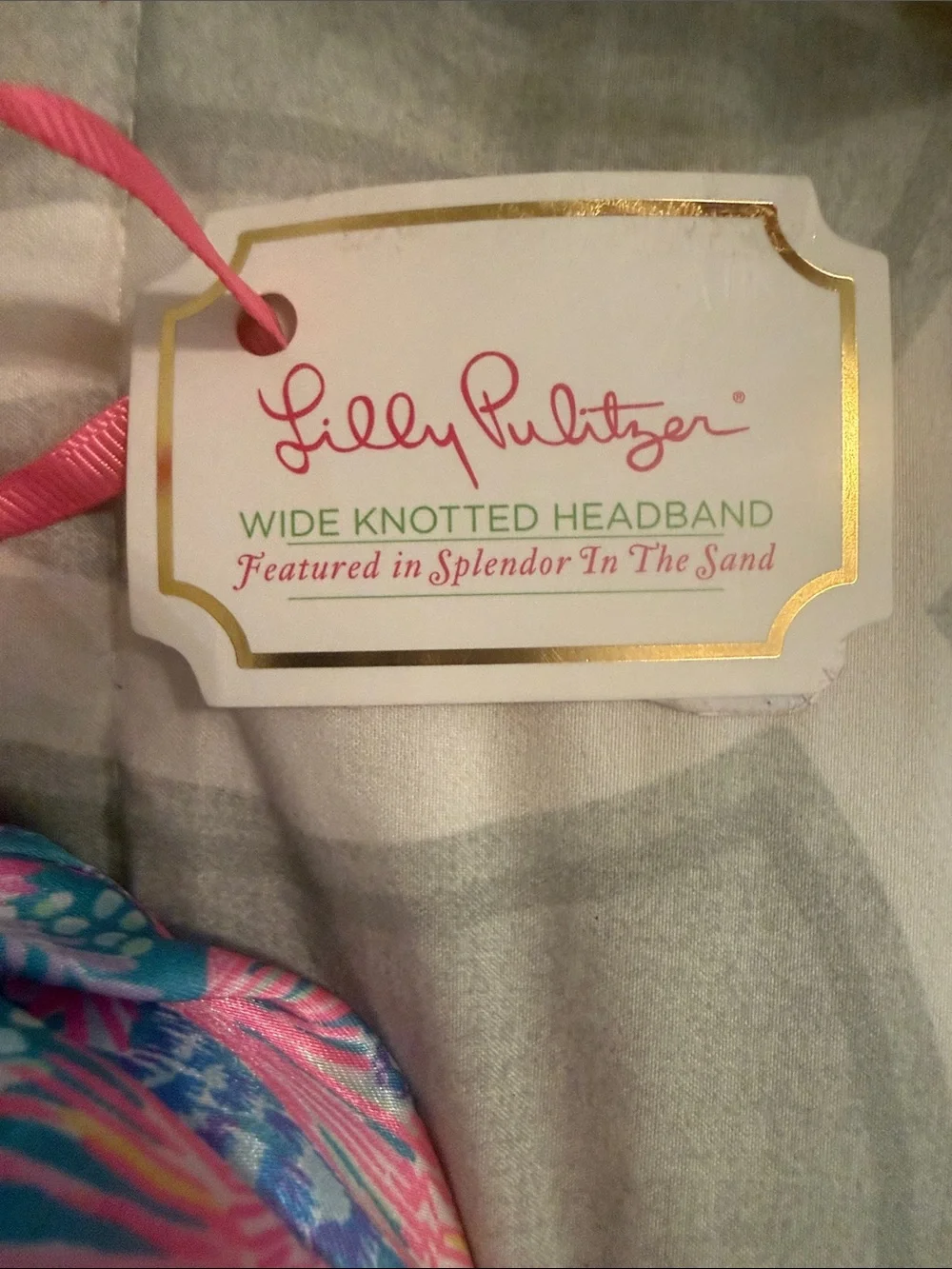 Lilly Pulitzer Pink and Aqua Floral Wide Knotted Headband